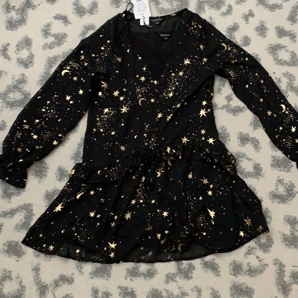Black and gold cosmic dress